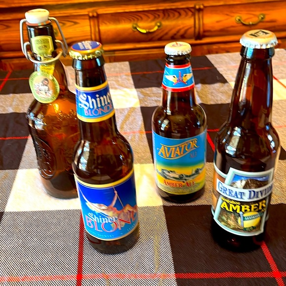 Collectible Beer Bottles (4) VTG with lids - Picture 1 of 3